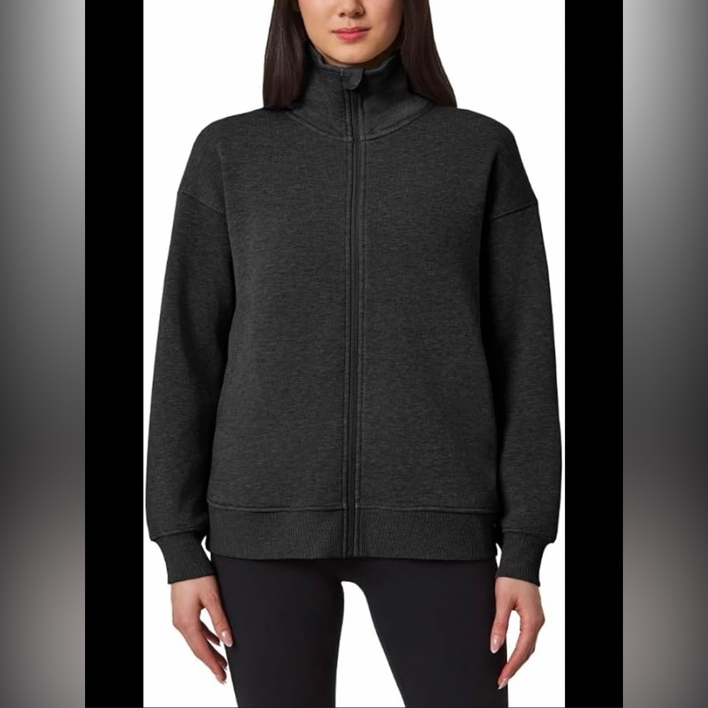 Mondetta Ladies' Fleece Full-Zip Jacket, Black, Small Gray